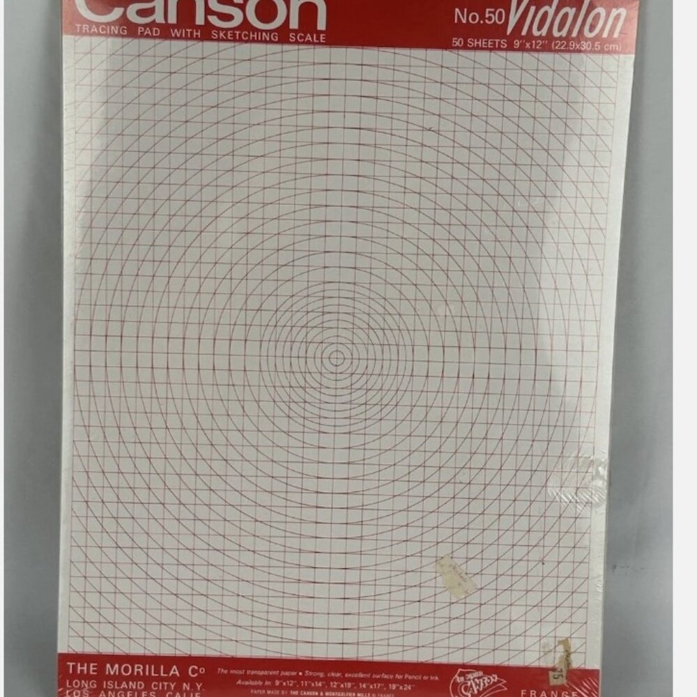 Vtg NEW Canson Vidalon 9 X 12 Transparent Paper 50 Sheet Tracing Sketching Scale